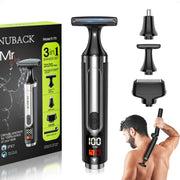 NUBACK front view showing three interchangeable heads and easy switching benefit