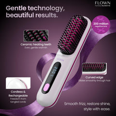 NUMOYA Flown® close-up of ceramic-coated bristles delivering even heat and shine