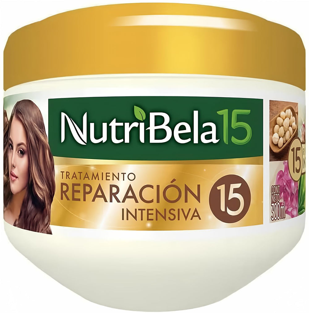 Nutribela 15 front bottle showing formula for intense repair and shine