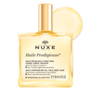 NUXE bottle front view showing elegant packaging and travel size benefit