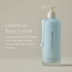 Oak Essentials travel lotion back label with ingredients and usage guidance benefit