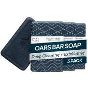 Oars + Alps front packaging showing blue charcoal soap, clear travel benefit