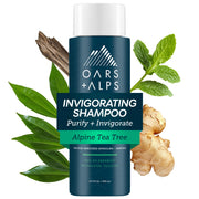 Oars + Alps front bottle showing tea tree shampoo benefits