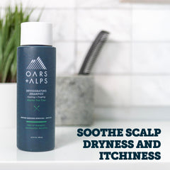 Oars + Alps shampoo texture poured to show menthol lather