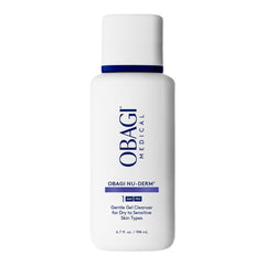 Obagi Medical Nu-Derm cleanser front packaging showing product and benefits