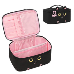 OCHEAL front view cat face makeup bag showing compact design and charm