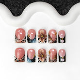 OCOUYVD front set display showing finished short square press-on nails and instant style