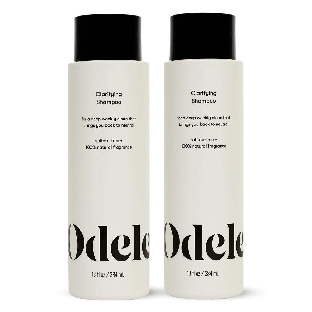 Odele clarifying sulfate-free shampoo front packaging shows clean design and benefit