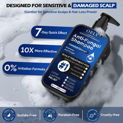 oely bottle label detail highlighting active ingredients and scalp focus
