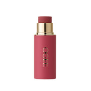 Ogee Sculpted Face Stick front view showing compact packaging and rosy shade for convenient use