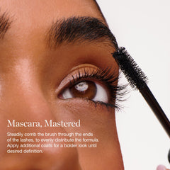 Ogee mascara texture swirl on white showing creamy pigment and smooth application