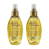 OGX thick & full front packaging showing two 4 fl oz bottles and brand benefits