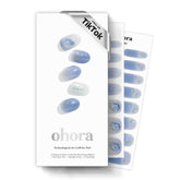 ohora front box showing N Shizuku Blue design and included tools for quick application