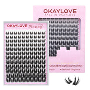 OKAYLOVE front packaging showing 120pcs Bunny manga clusters and benefits
