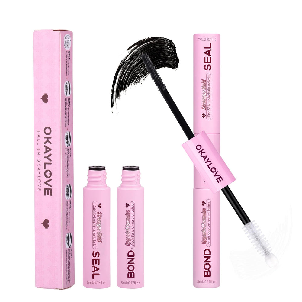 OKAYLOVE dual-ended package front showing compact two-step glue