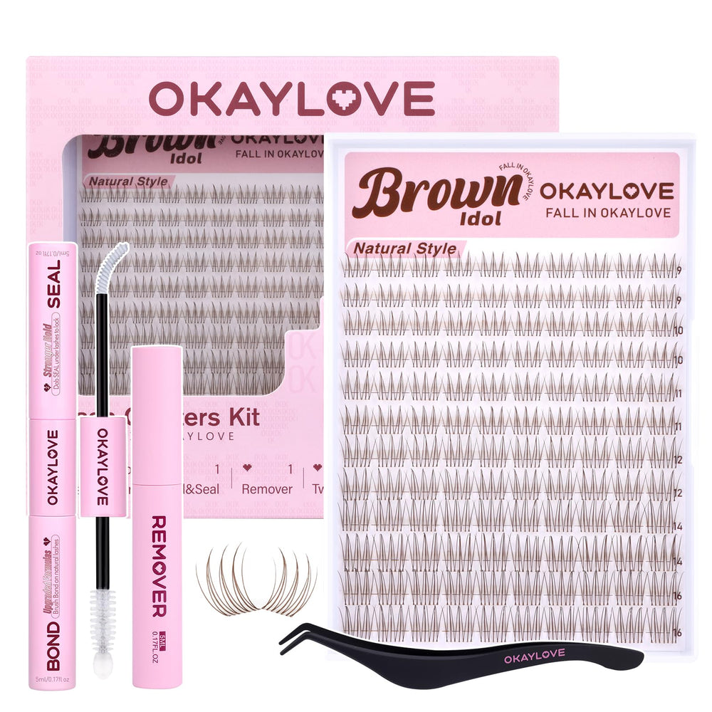 OKAYLOVE front packaging showing brown idol clusters and kit benefits