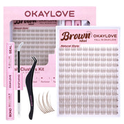 OKAYLOVE front packaging showing brown Idol cluster kit and included tools for easy at-home application