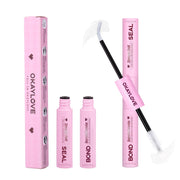 OKAYLOVE front packaging showing dual-ended lash glue, clear benefits for neat storage