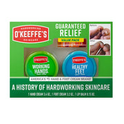 O'Keeffe's giftbox front packaging showing trio and clear benefits