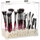 Okllen front view of clear acrylic holder showing neat organization benefit