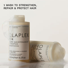Olaplex N°4 shampoo bottle texture highlighting gentle cleansing
