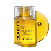 Olaplex No.7 front packaging showing bottle and cap, clear product benefit
