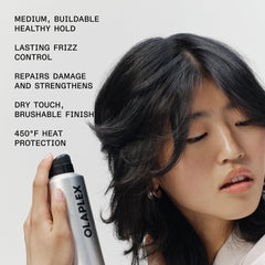 Olaplex Shape Set fine mist texture closeup for even, weightless hold