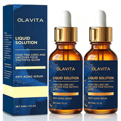 OLAVITA front packaging showing sleek serum bottle and branding benefit