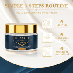 Olavita Liquid applied to neck demonstrating gentle upward strokes benefit