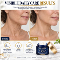 Olavita Skin application on neck demonstrating gentle upward massage benefit