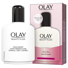 Applying Olay Beauty Fluid to face and neck for smooth, moisturised skin