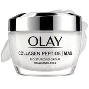 Olay jar front view showing MAX collagen peptide and firming cream benefits