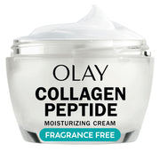 Olay jar front view showing brand and jar design with hydration benefit