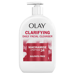 Olay front pump bottle showing label and size, promoting easy daily use