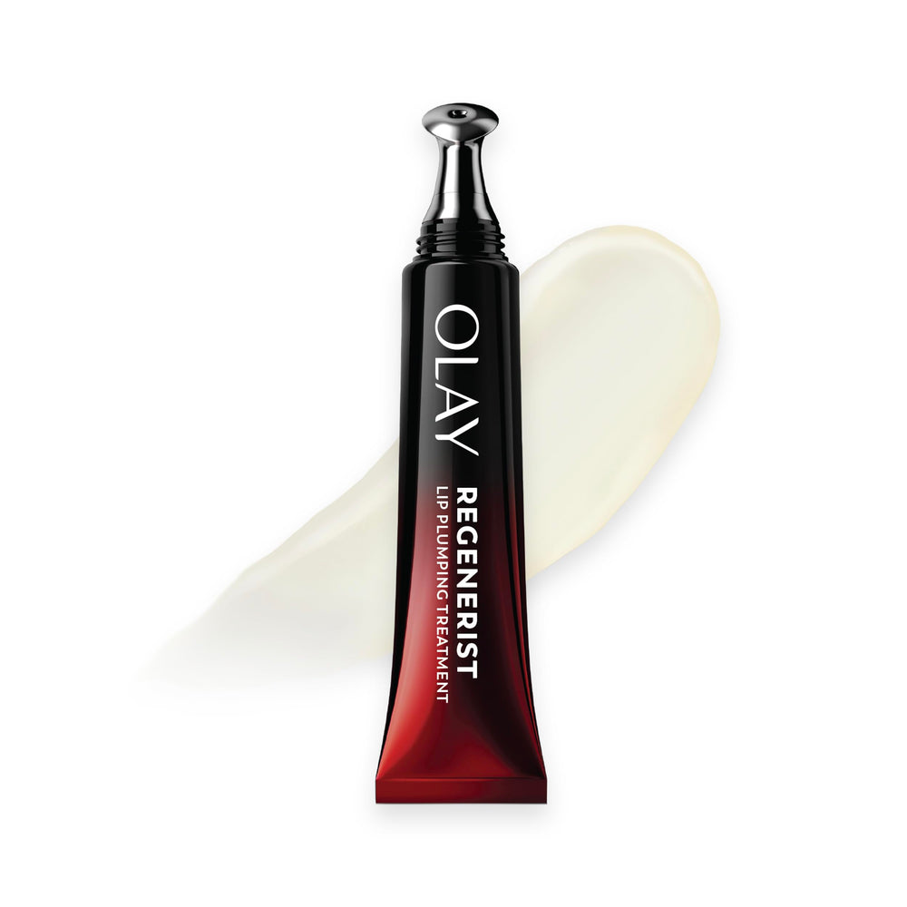 Olay front packaging showing 3-in-1 lip treatment with benefits