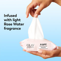 Full-size Olay wipe unfolded to show coverage for face and neck