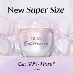 Olay opened jar displaying cream texture and quick-absorbing benefit