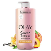 Olay front bottle view showing 28 fl oz size and hydration benefits