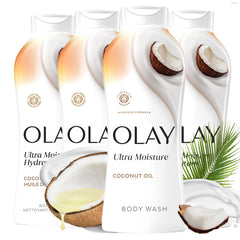 Olay bottle front packaging showing product name and scent benefit
