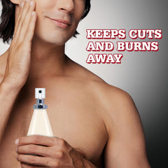 Old Spice atomizer spray on skin demonstrating cooling, quick absorbency
