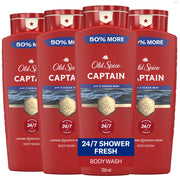 Old Spice Captain front packaging showing bottle and scent benefit