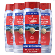 Old Spice Hydro Wash Captain front packaging showing bold label for quick identification and confidence