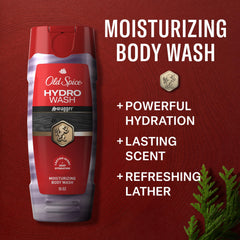 Old Spice Hydro Wash Swagger back label and ingredients view highlighting product transparency and use info