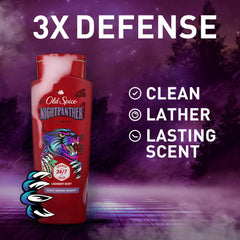 Old Spice NightPanther back label details display ingredients and usage instructions benefit