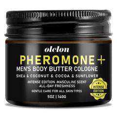 OLELON jar front view showing bold label and sleek masculine design benefit: clear branding