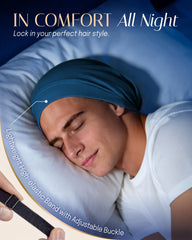 OLESILK hidden adjuster detail that secures bonnet comfortably all-night benefit