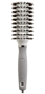 Olivia Garden brush front view showing ergonomic grip for comfortable styling