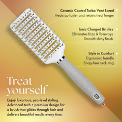 Stylist using Olivia Garden Turbo Vent Pro while blow-drying to speed styling and shape
