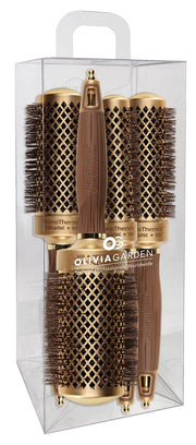 Olivia Garden brush set front view shows professional styling tools and packaging benefit