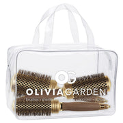 Olivia Garden brush set front packaging showing professional non-electrical thermal brushes and benefits